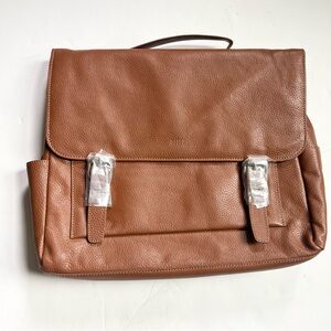 Mark & Graham Harvey Leather Messenger Bag Briefcase Camel Brown NWOT